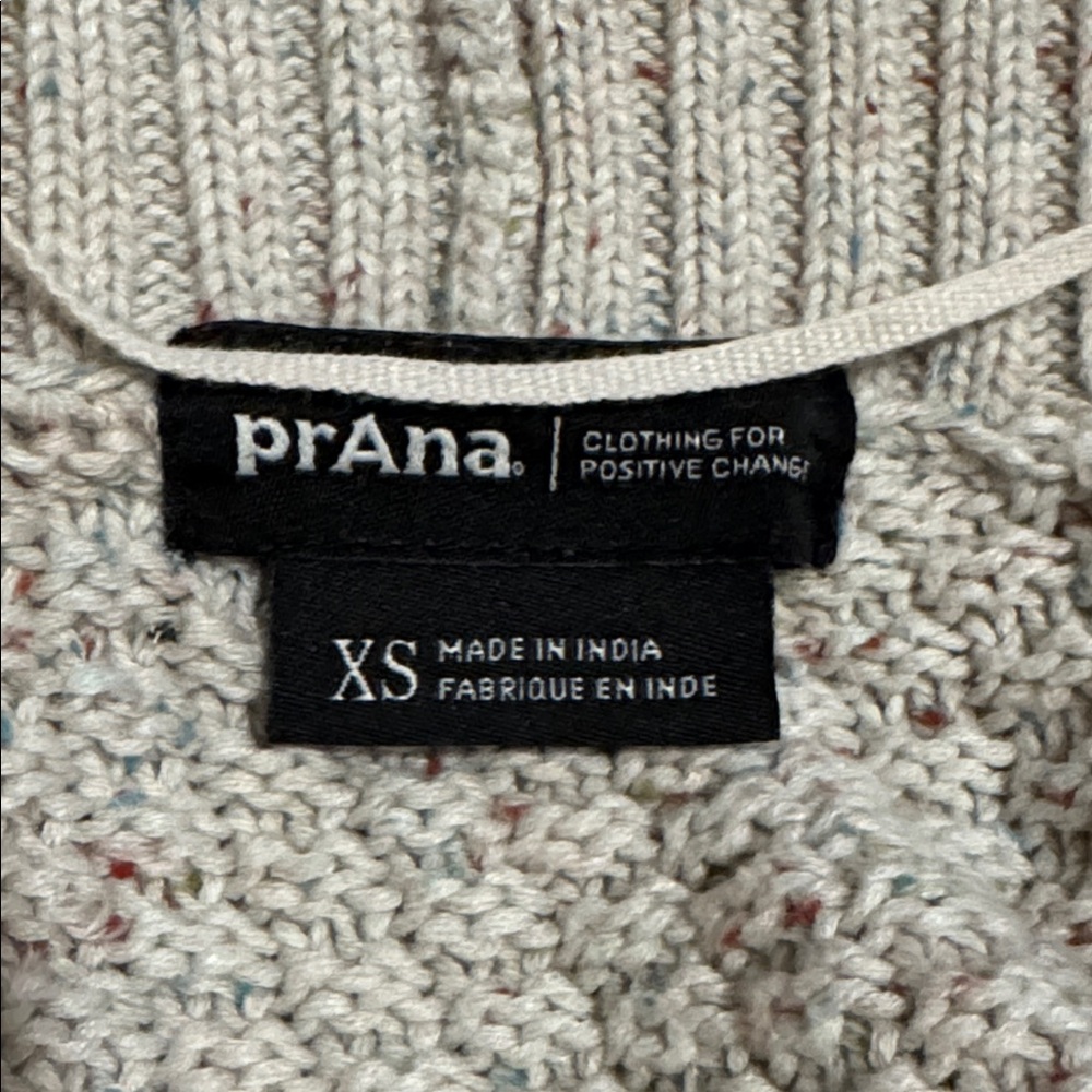 Prana Sangria Fields Cable Knit Button Cardigan Canvas Confetti Wool Blend-XS - Picture 9 of 11